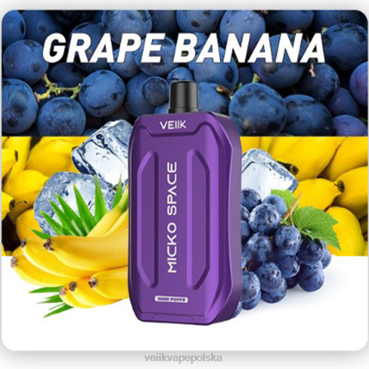 VEIIK Micko Space jednorazowy waporyzator 7000 zaciągnięć PF00R35 VEIIK Vape Review winogronowy banan